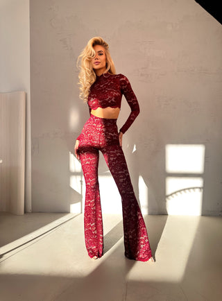 LACE AURORA BURGUNDY SET - TWO-PIECE SET