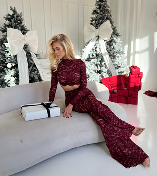 LACE AURORA BURGUNDY SET - TWO-PIECE SET