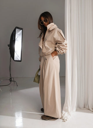 Beige RAVON SET sweatshirt and pants set