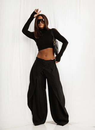 Fitted long sleeve top SECOND SKIN TOP black