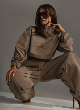 ONYX SET sweatshirt and wide trousers brown