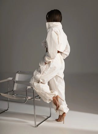 ONYX SET sweatshirt and wide ecru trousers