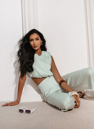 LUNA SET BLOUSE AND PANTS SET PISTACHIO