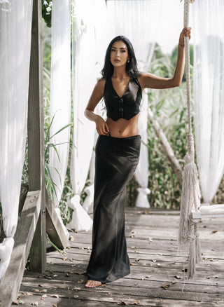 COVE SET vest and skirt set black