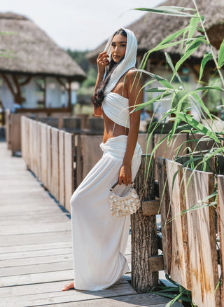 RIVIERA MUSE SET ecru top and pants set
