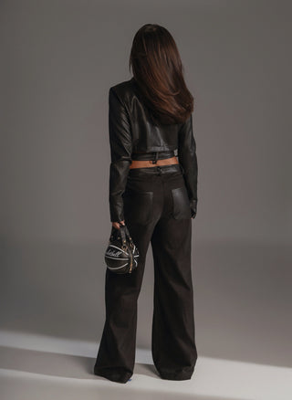 WILD WEST BLOUSE eco-leather shirt black